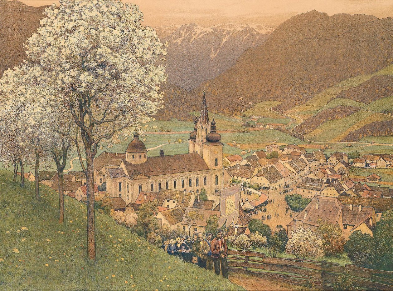 Procesja w pobliżu Mariazell autorstwa Gustav Jahn