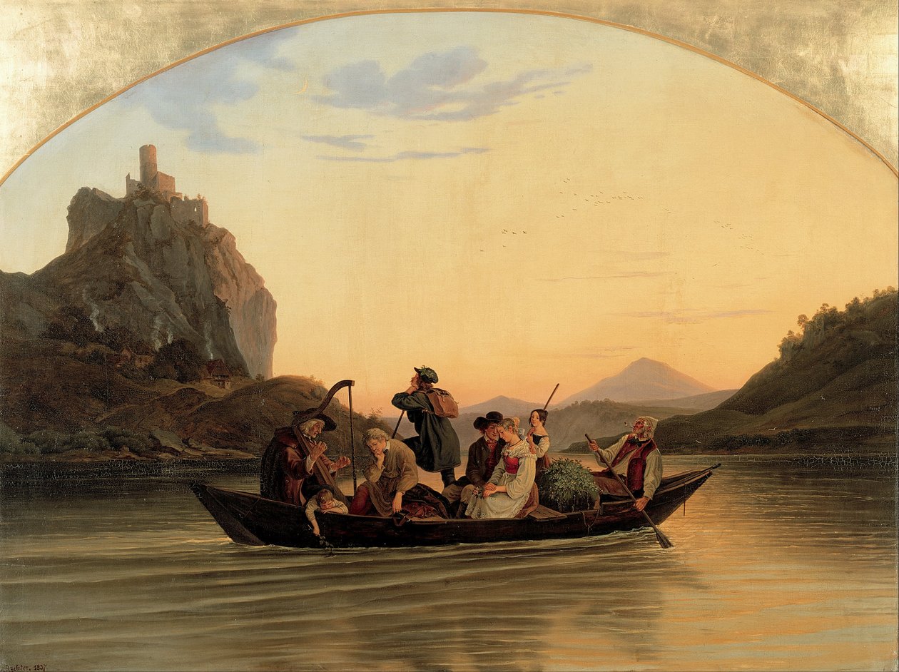 Przeprawa w Schreckenstein autorstwa Gustav Karl Ludwig Richter
