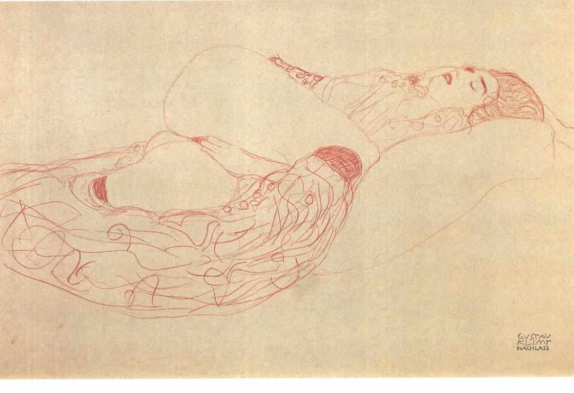 Półleżąca kobieta pół nago autorstwa Gustav Klimt