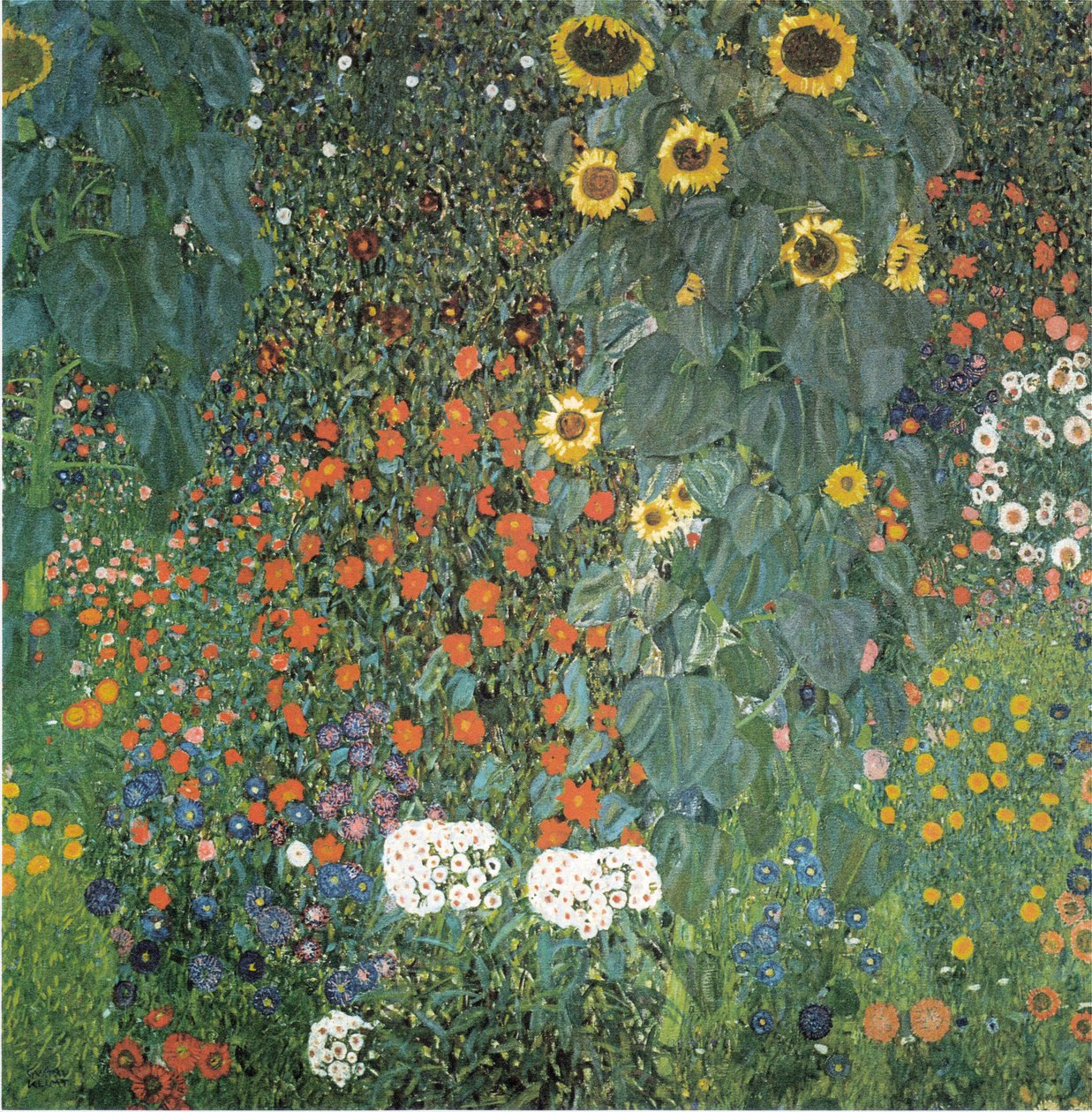 Ogród przydomowy ze słonecznikami autorstwa Gustav Klimt