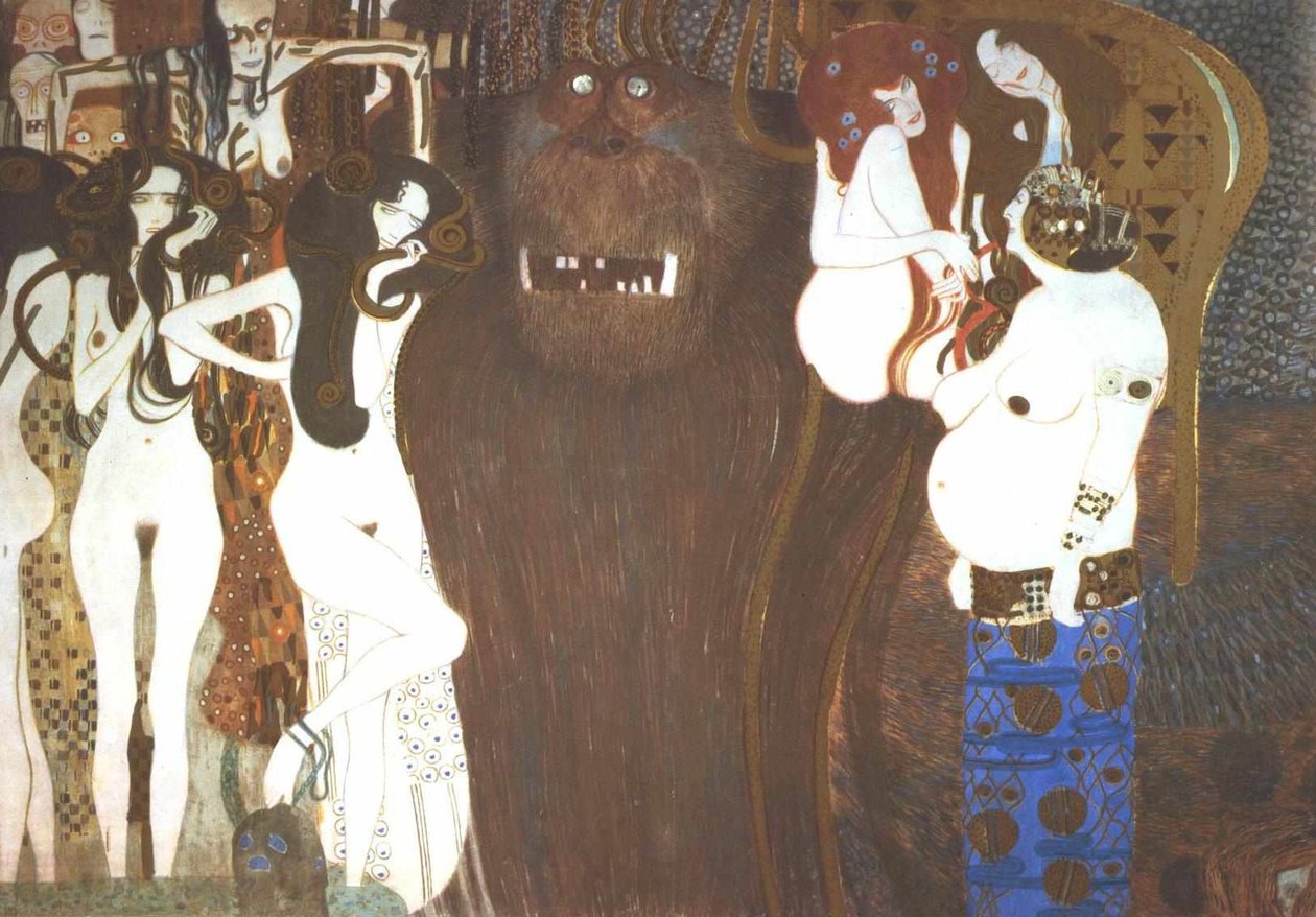 Beethoven Frieze - Wrogość przeciwnych sił autorstwa Gustav Klimt
