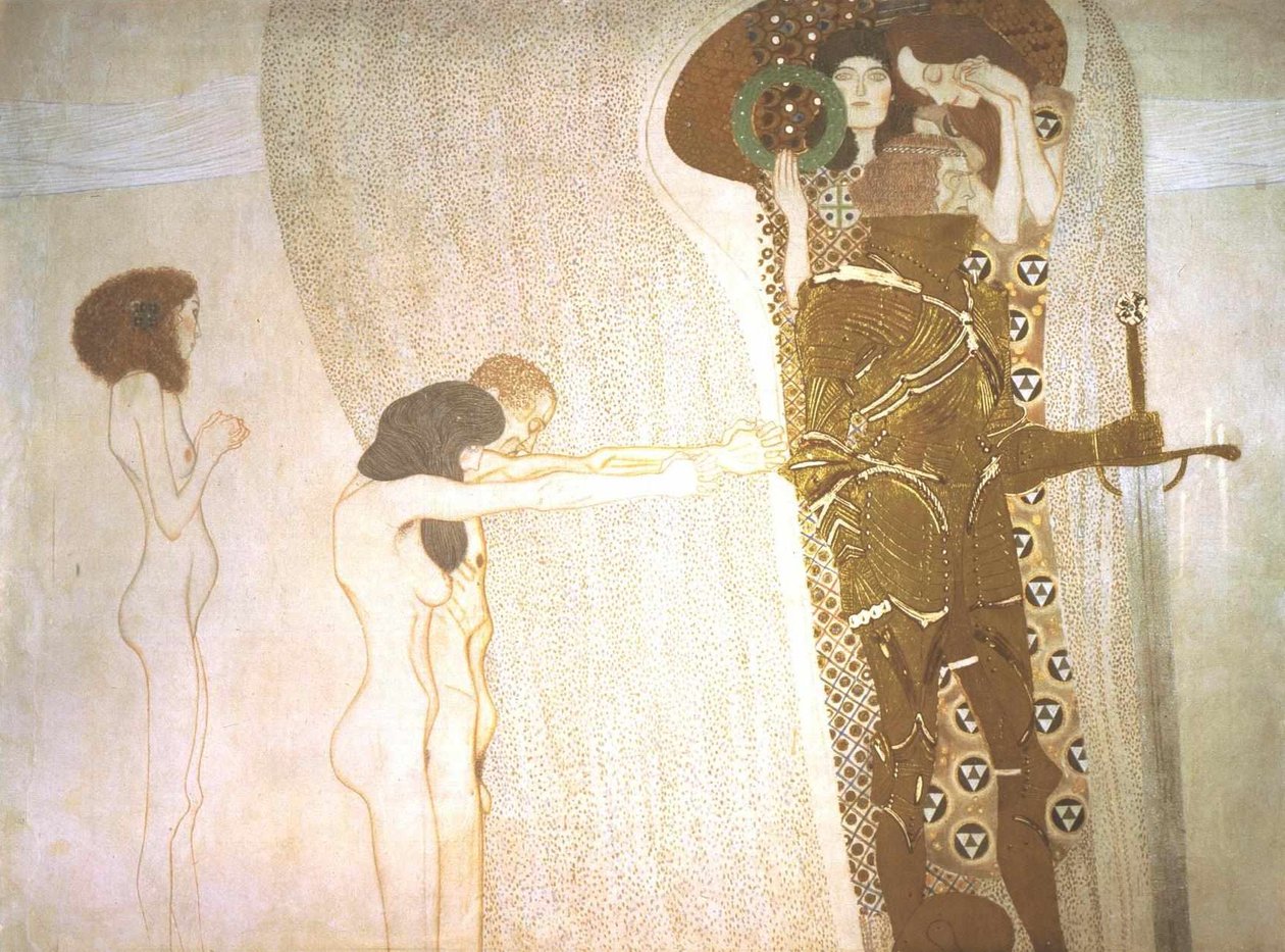 Beethoven Frieze - Tęsknota za szczęściem autorstwa Gustav Klimt
