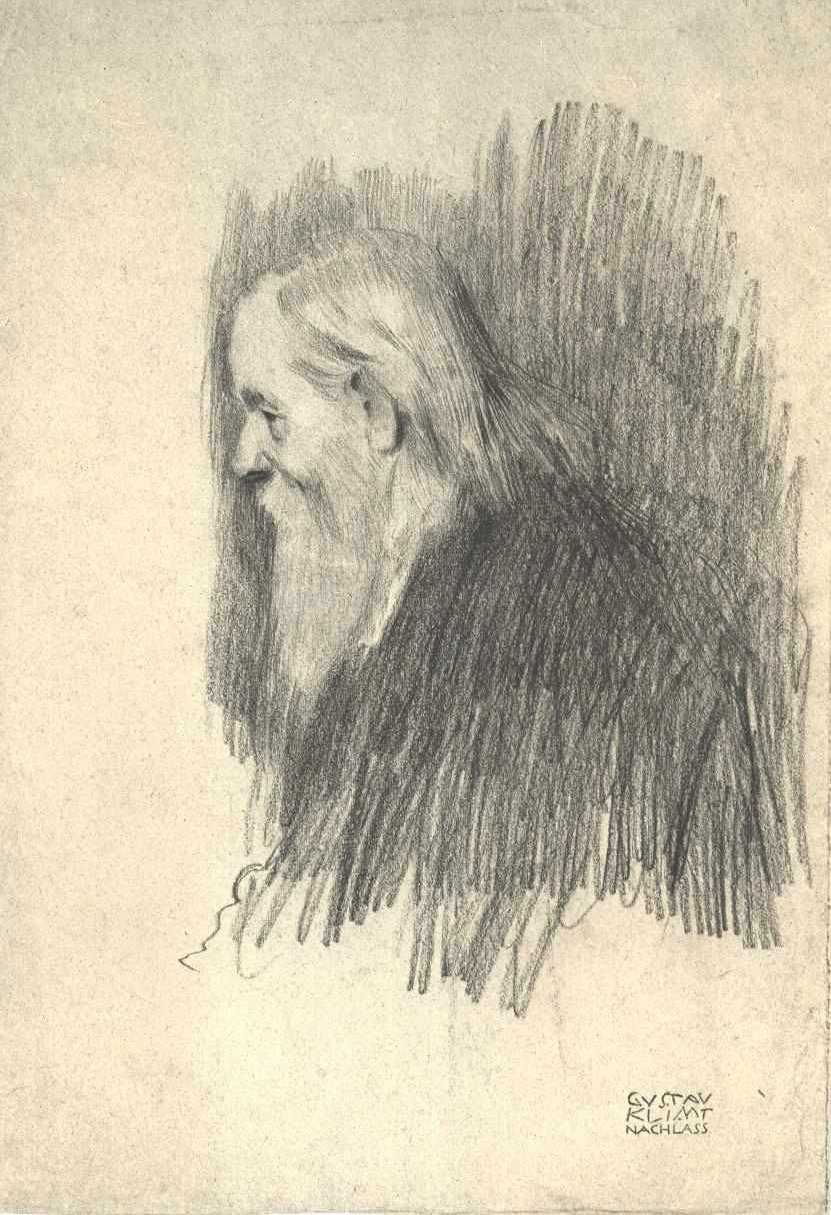 Portret w połowie długości starego mężczyzny z profilu po prawej stronie autorstwa Gustav Klimt