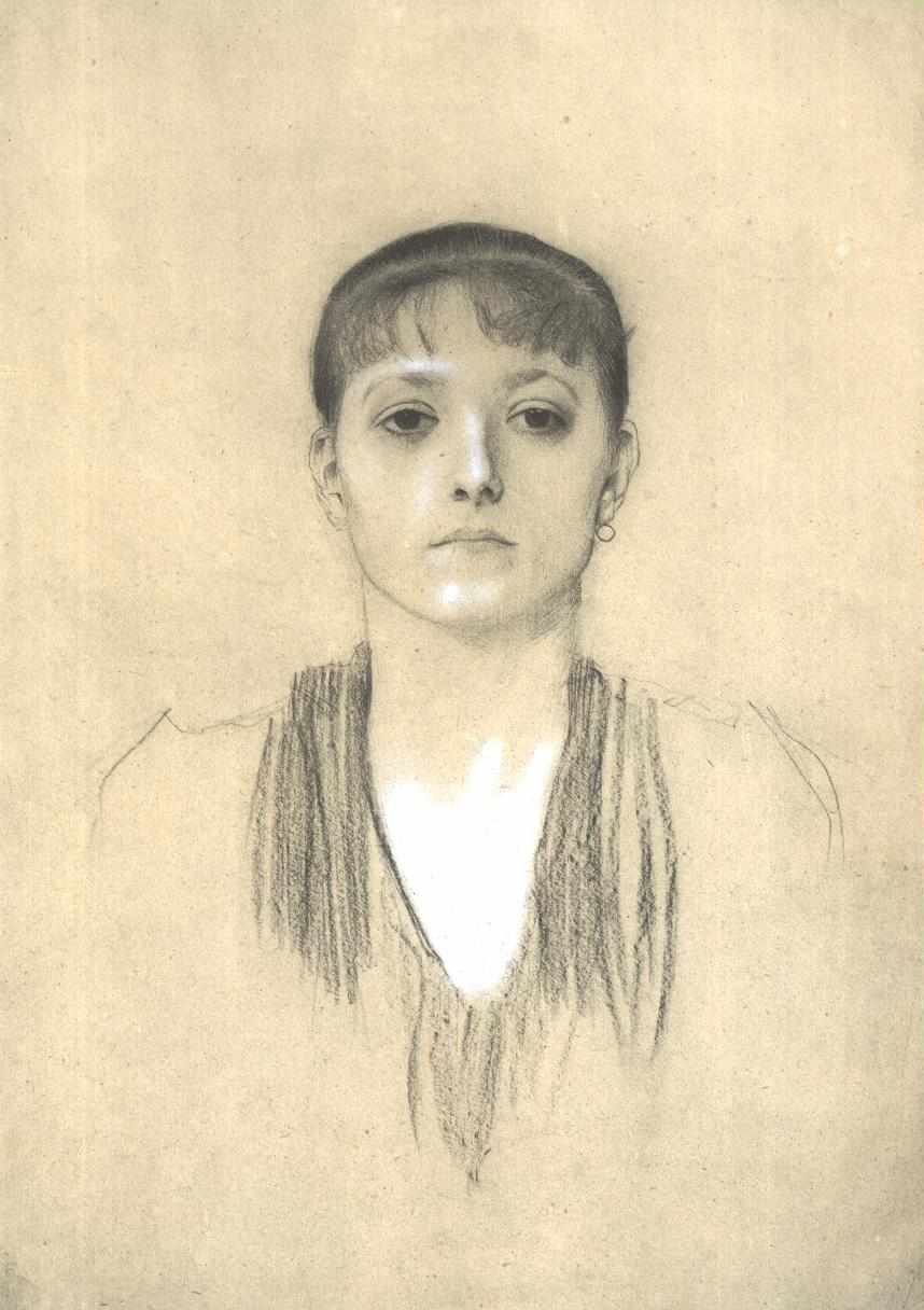 Portret dziewczynki w połowie długości z przodu autorstwa Gustav Klimt