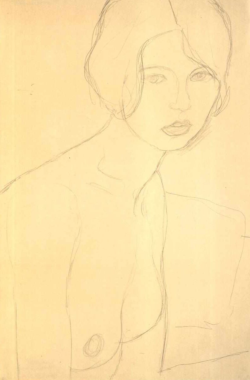 Pół portret nagiej dziewczyny zwróconej w prawo autorstwa Gustav Klimt