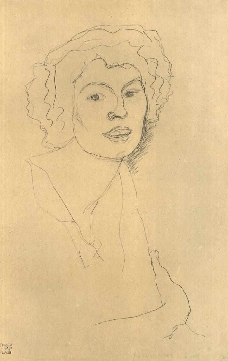 Portret w połowie długości w profilu 3/4 po prawej stronie autorstwa Gustav Klimt