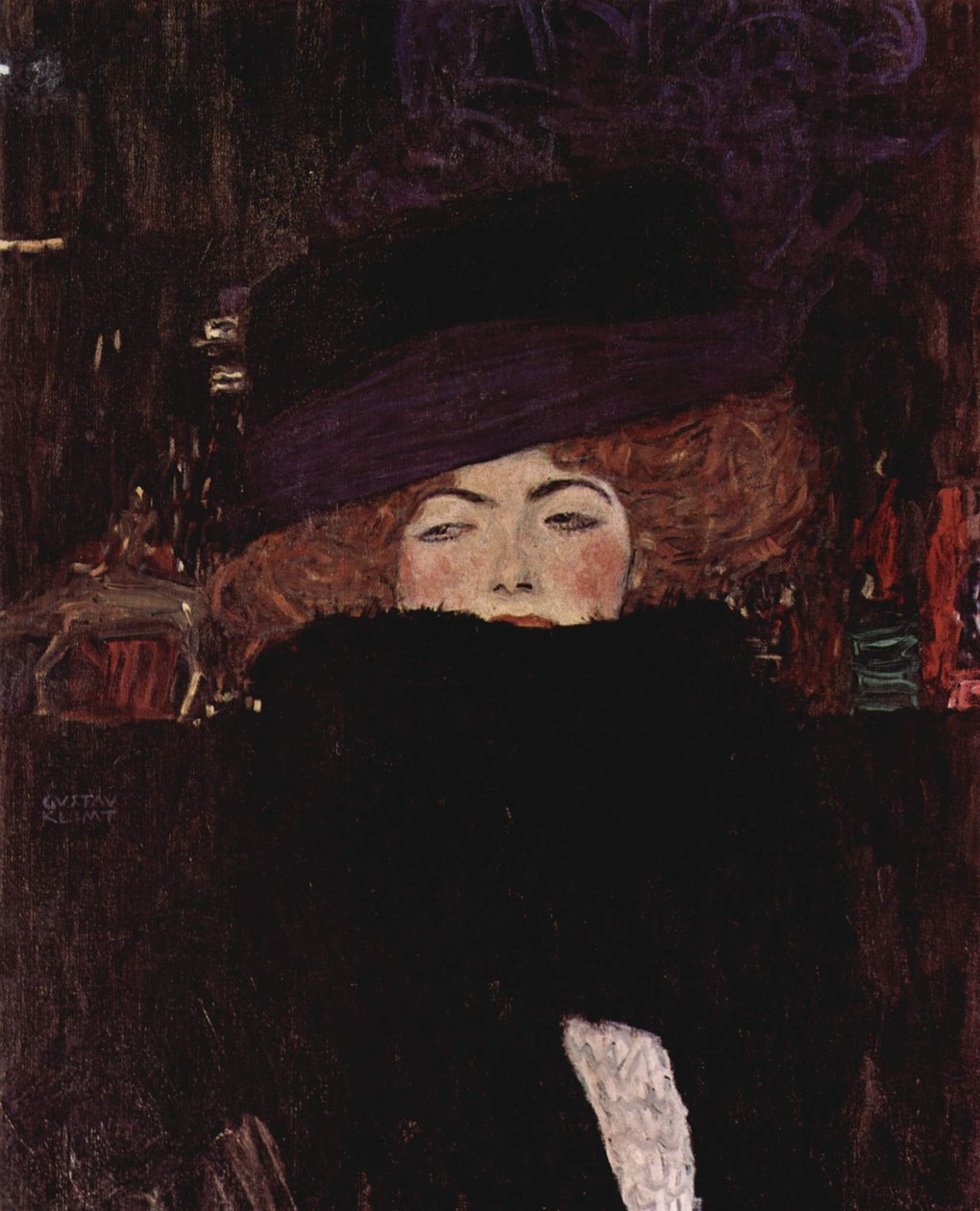 Dama w kapeluszu i boa z piór autorstwa Gustav Klimt