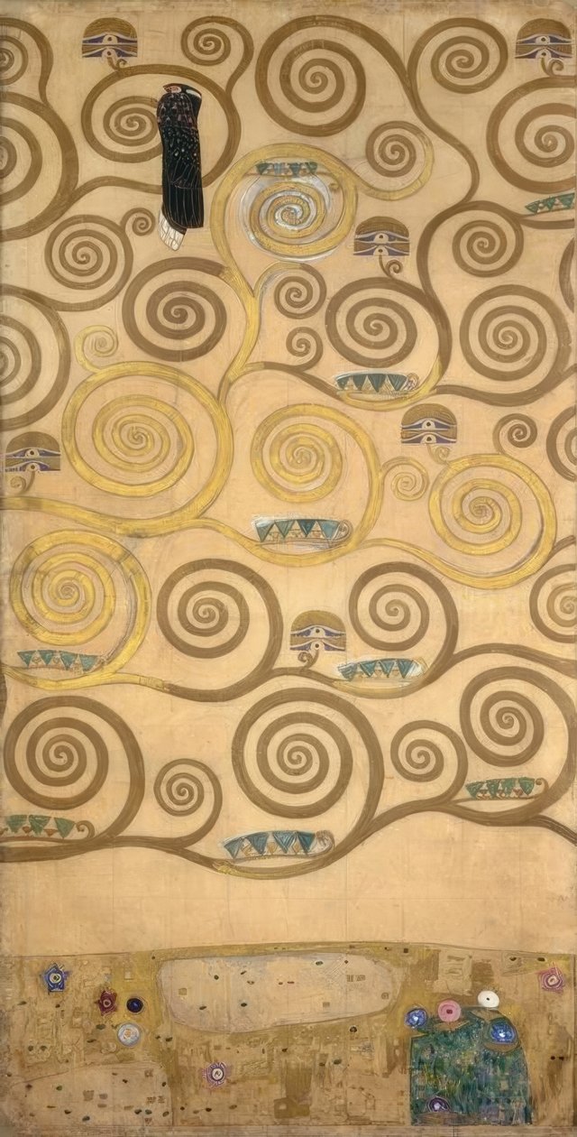 Drzewo życia (prawa wewnętrzna część) autorstwa Gustav Klimt
