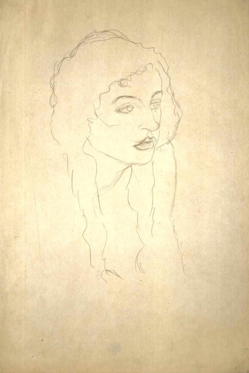 Głowa kobiety w 3/4 profilu autorstwa Gustav Klimt