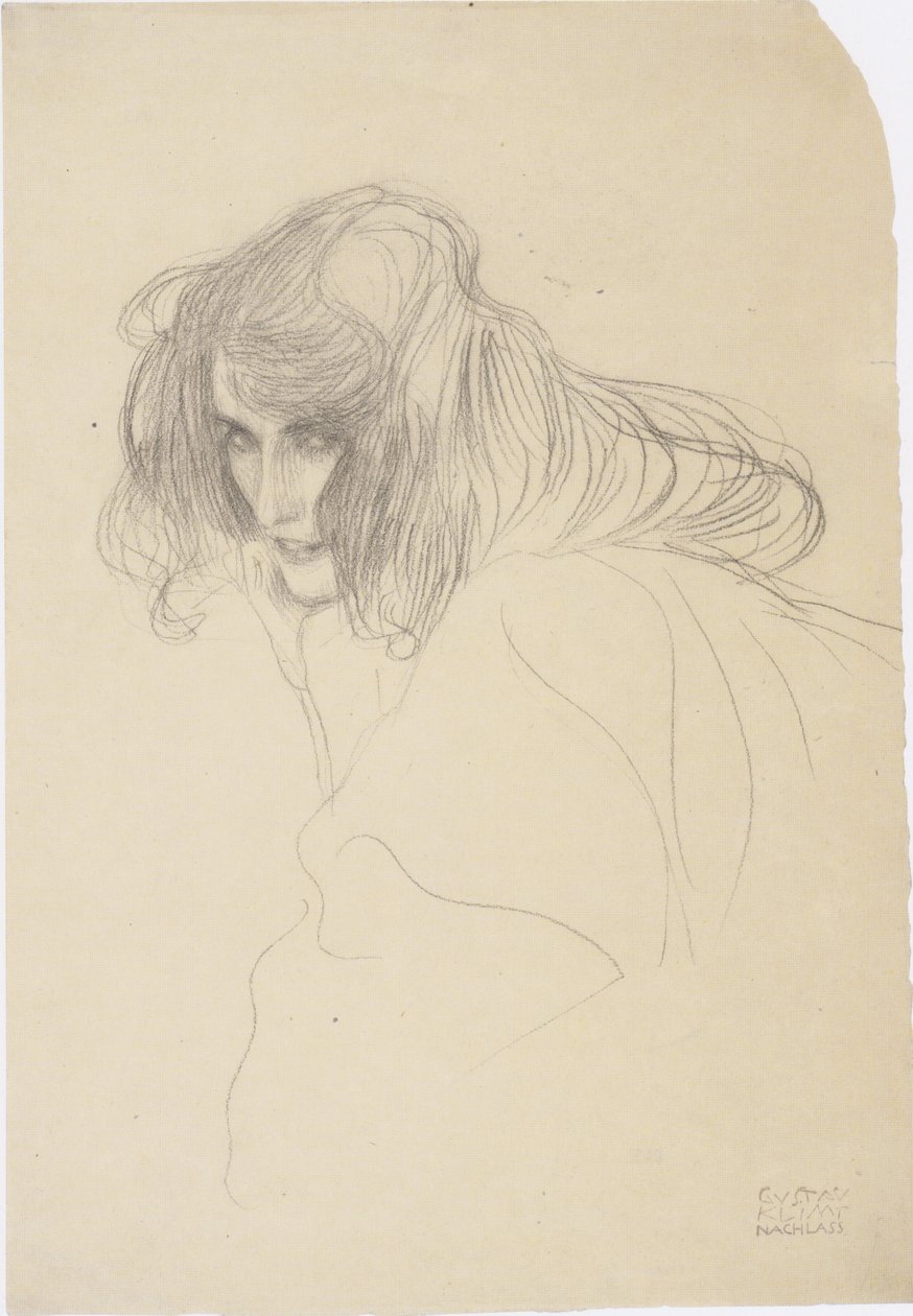 Głowa kobiety w trzech czwartych profilu w lewo autorstwa Gustav Klimt