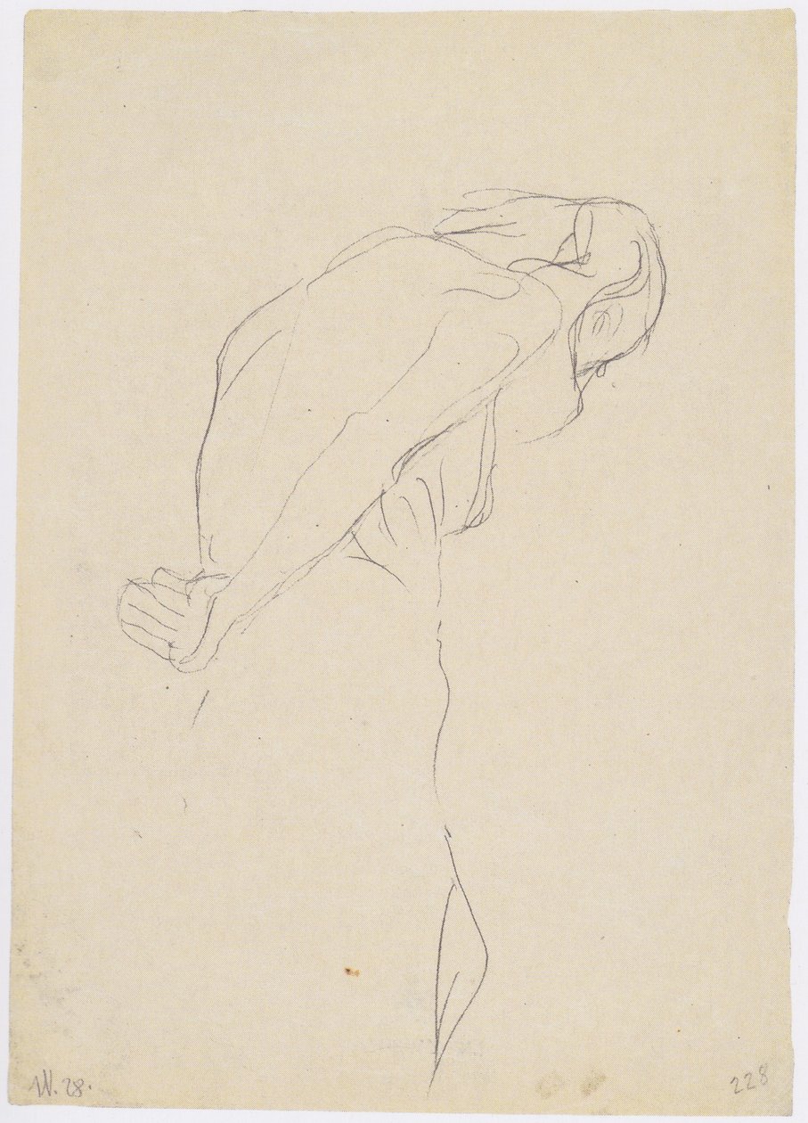 Nagi starzec pochylony w prawo autorstwa Gustav Klimt