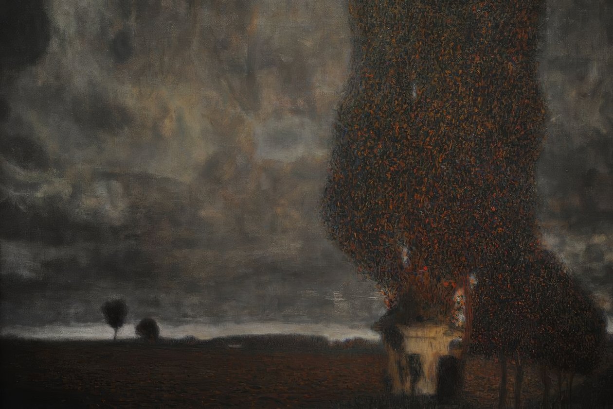 Gustav Klimt (1862-1918). Austriacki malarz-symbolista. Zbliża się burza z piorunami (Wielka Topola II), 1903. Olej na płótnie. Muzeum Leopolda. Wiedeń, Austria. autorstwa Gustav Klimt