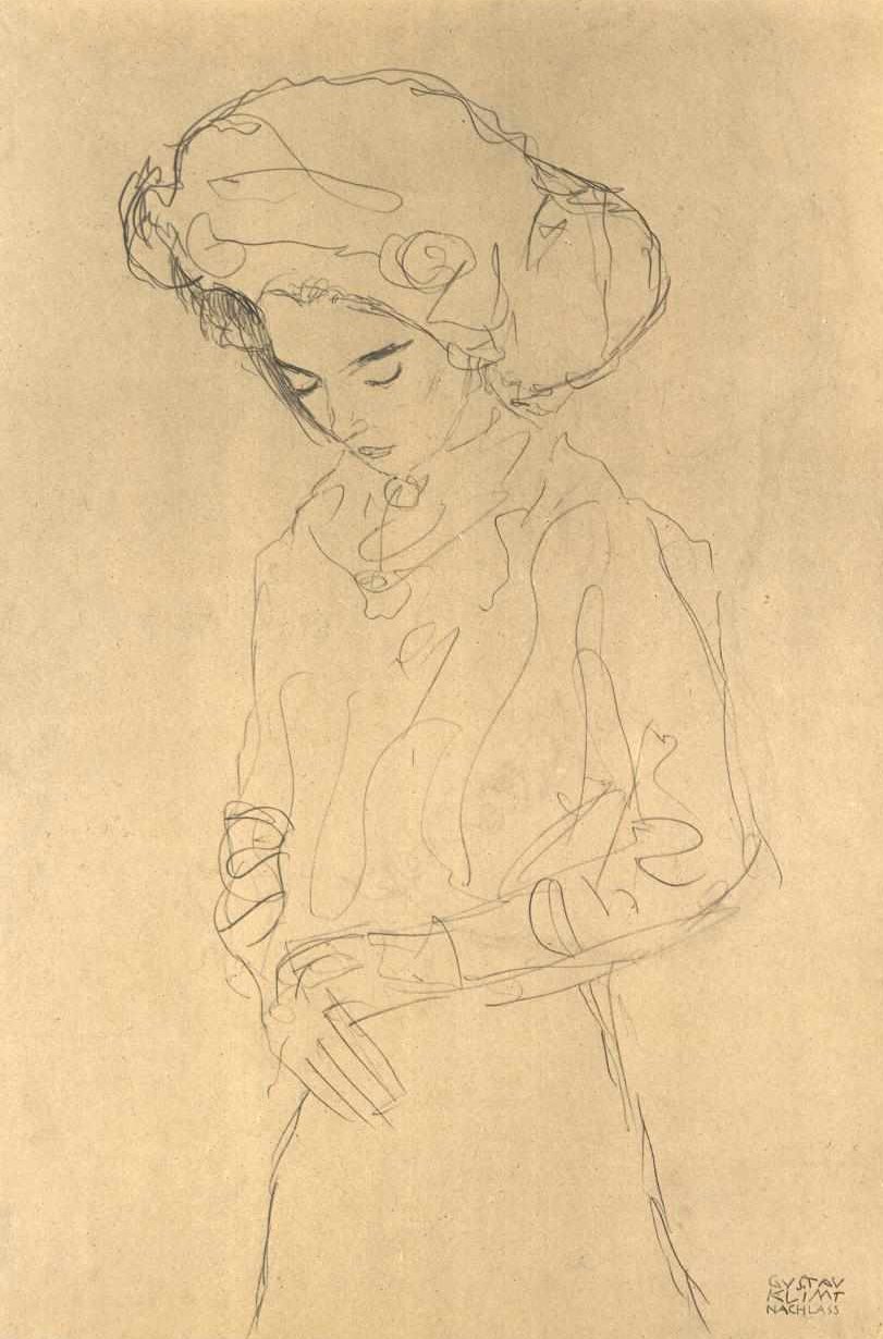 Dziewczyna patrząca w dół autorstwa Gustav Klimt