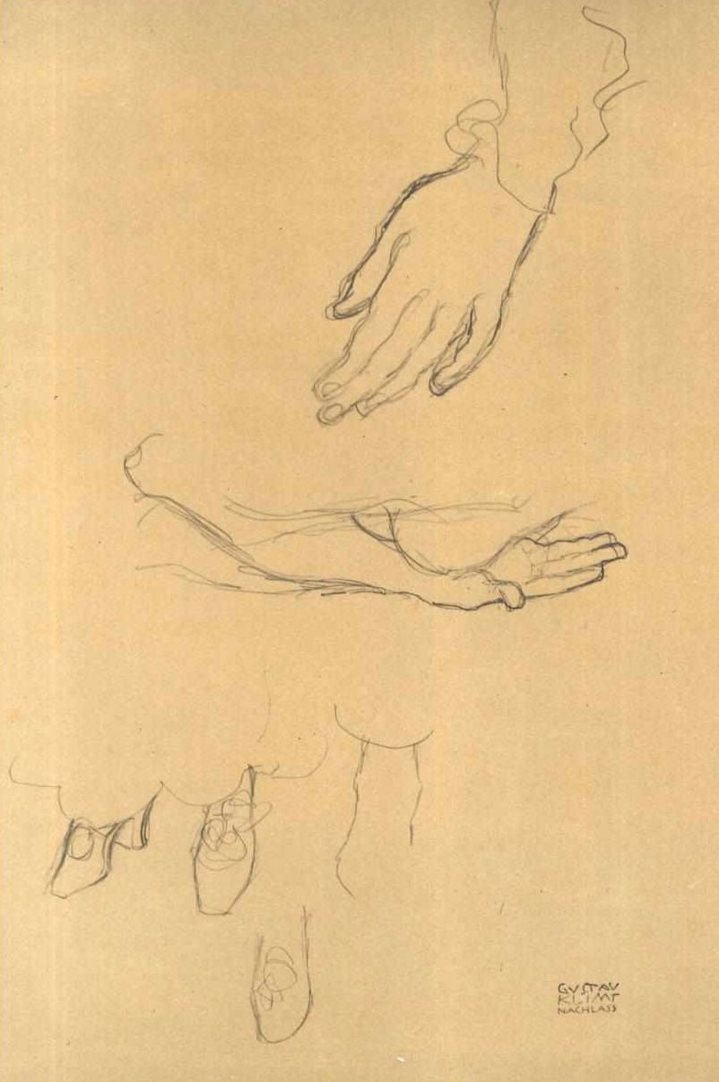 Badania dłoni Badania butów autorstwa Gustav Klimt