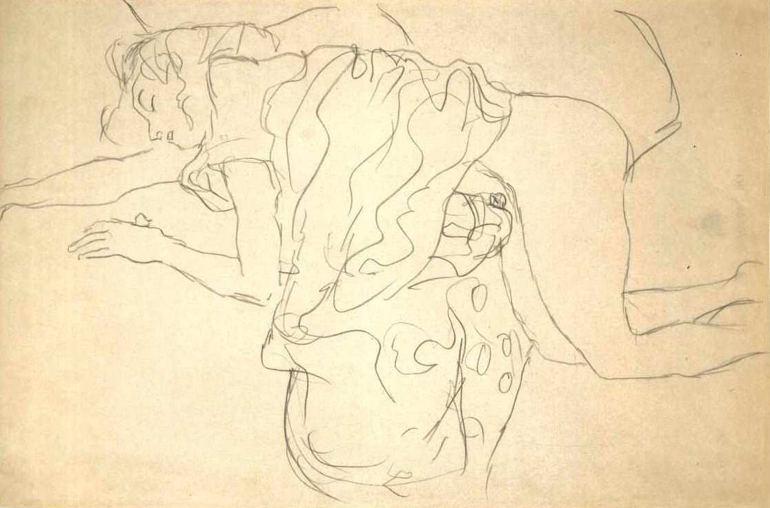 Półnaga klęcząca po lewej stronie autorstwa Gustav Klimt