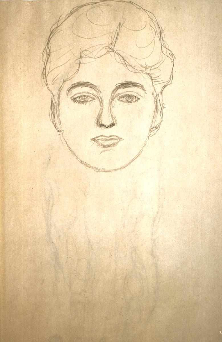 Studium głowy z przodu autorstwa Gustav Klimt