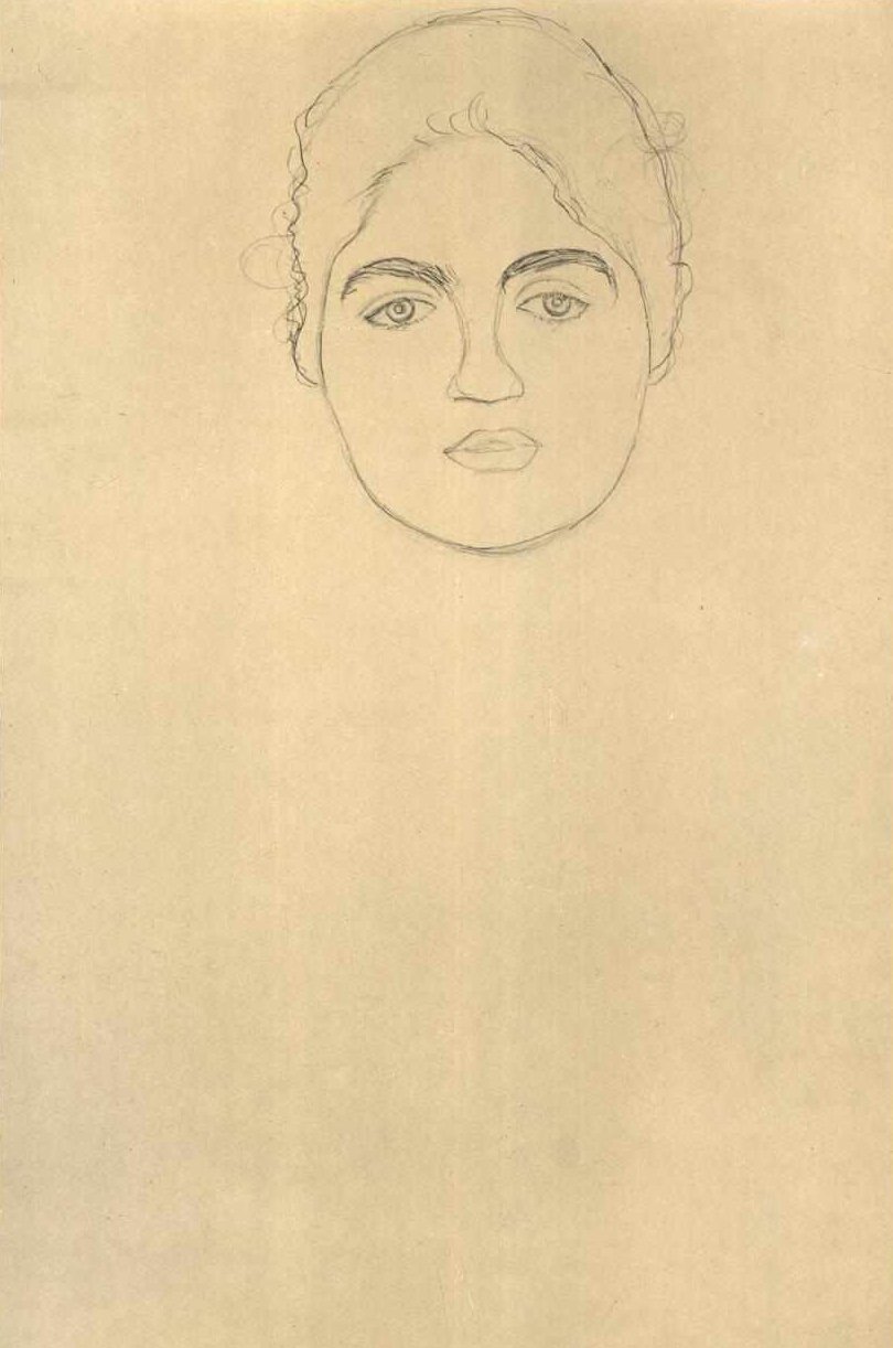 Studium głowy od frontu 001 autorstwa Gustav Klimt