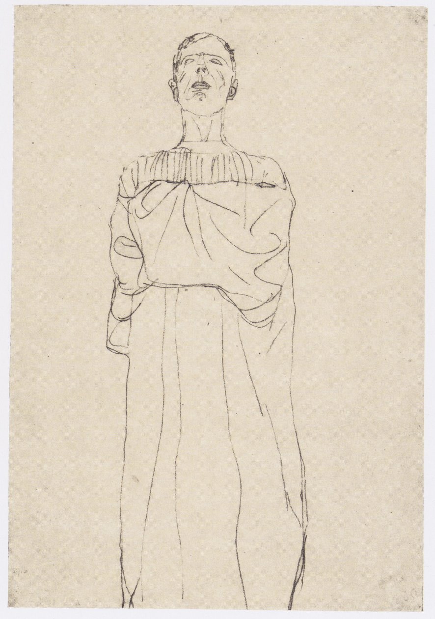 Mężczyzna w długiej szacie z przodu autorstwa Gustav Klimt