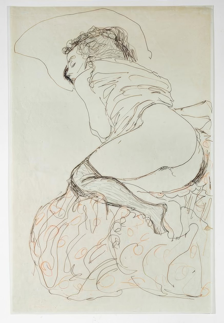 Półleżący półnagi, zwrócony w lewo autorstwa Gustav Klimt