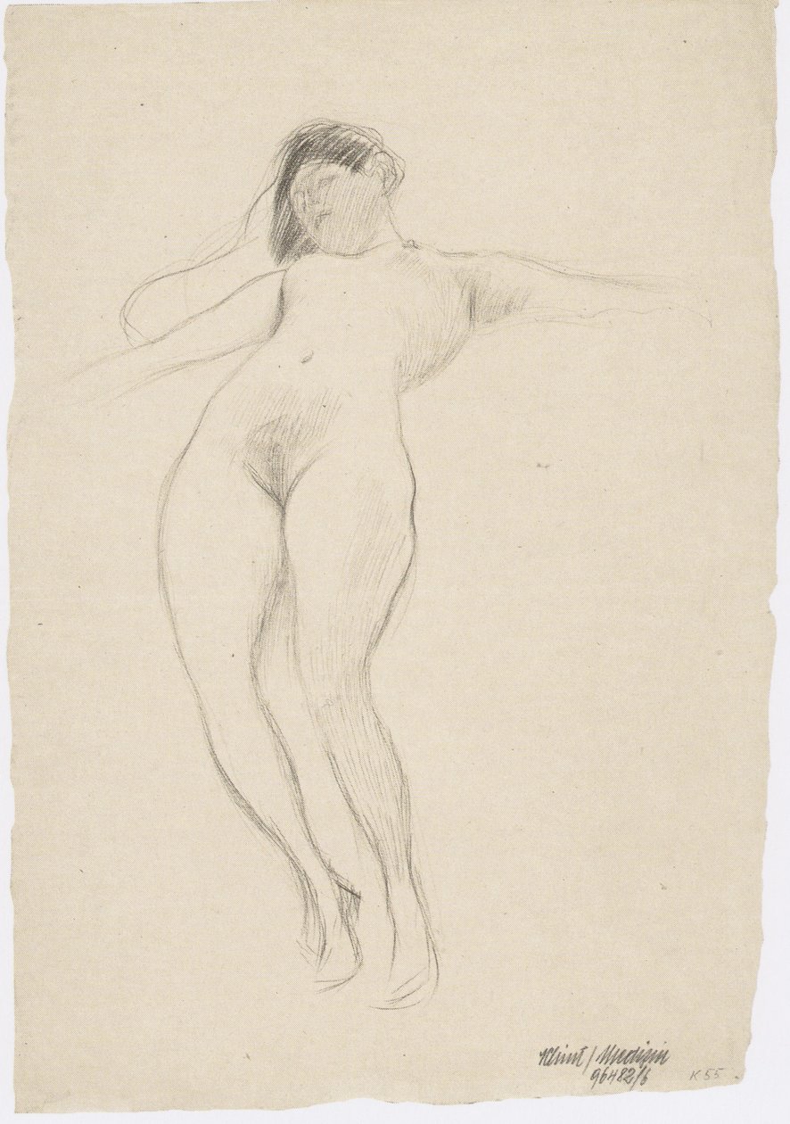 Lewitujący z wyciągniętymi ramionami autorstwa Gustav Klimt