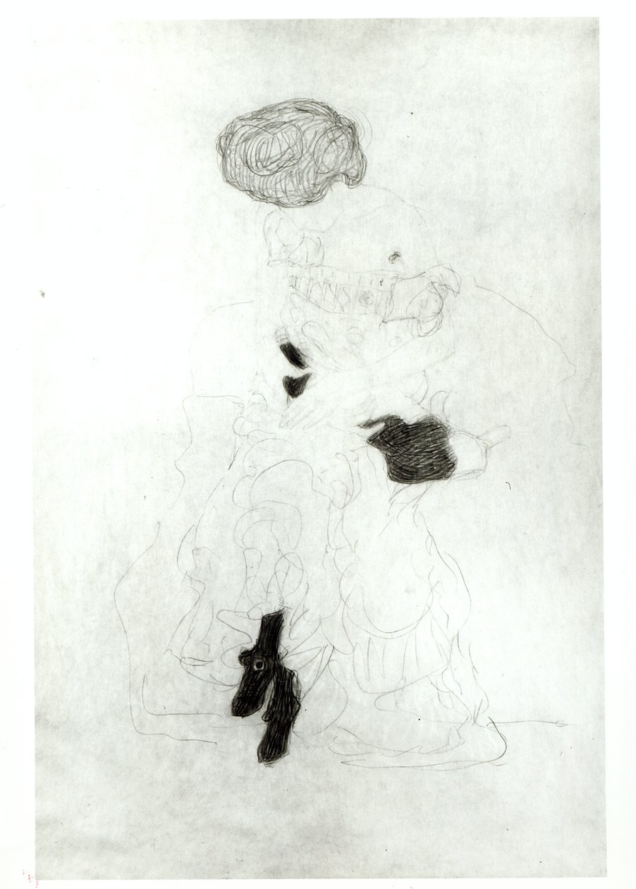 Siedząca kobieta (ołówek z białą kredą na papierze) autorstwa Gustav Klimt