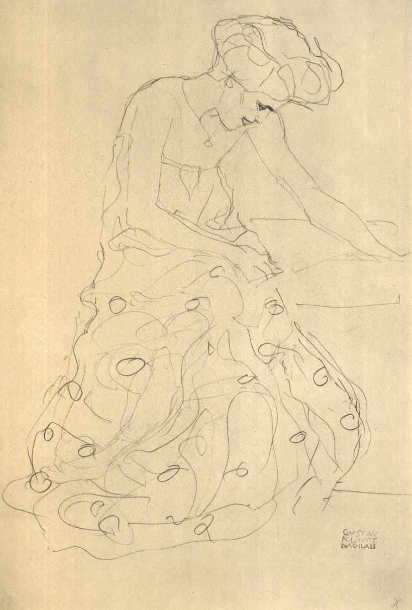 Siedzi po prawej autorstwa Gustav Klimt