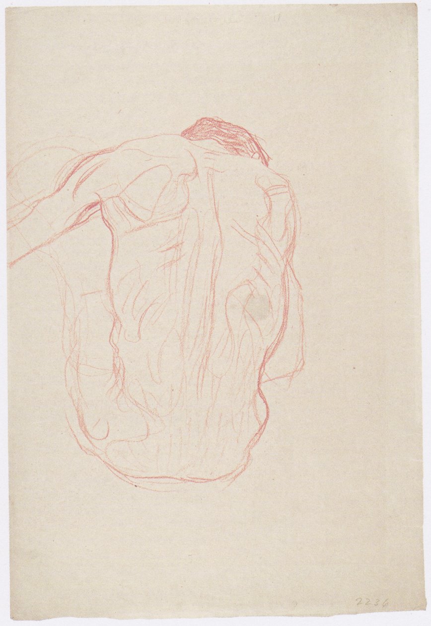 Siedzący mężczyzna nago od tyłu autorstwa Gustav Klimt