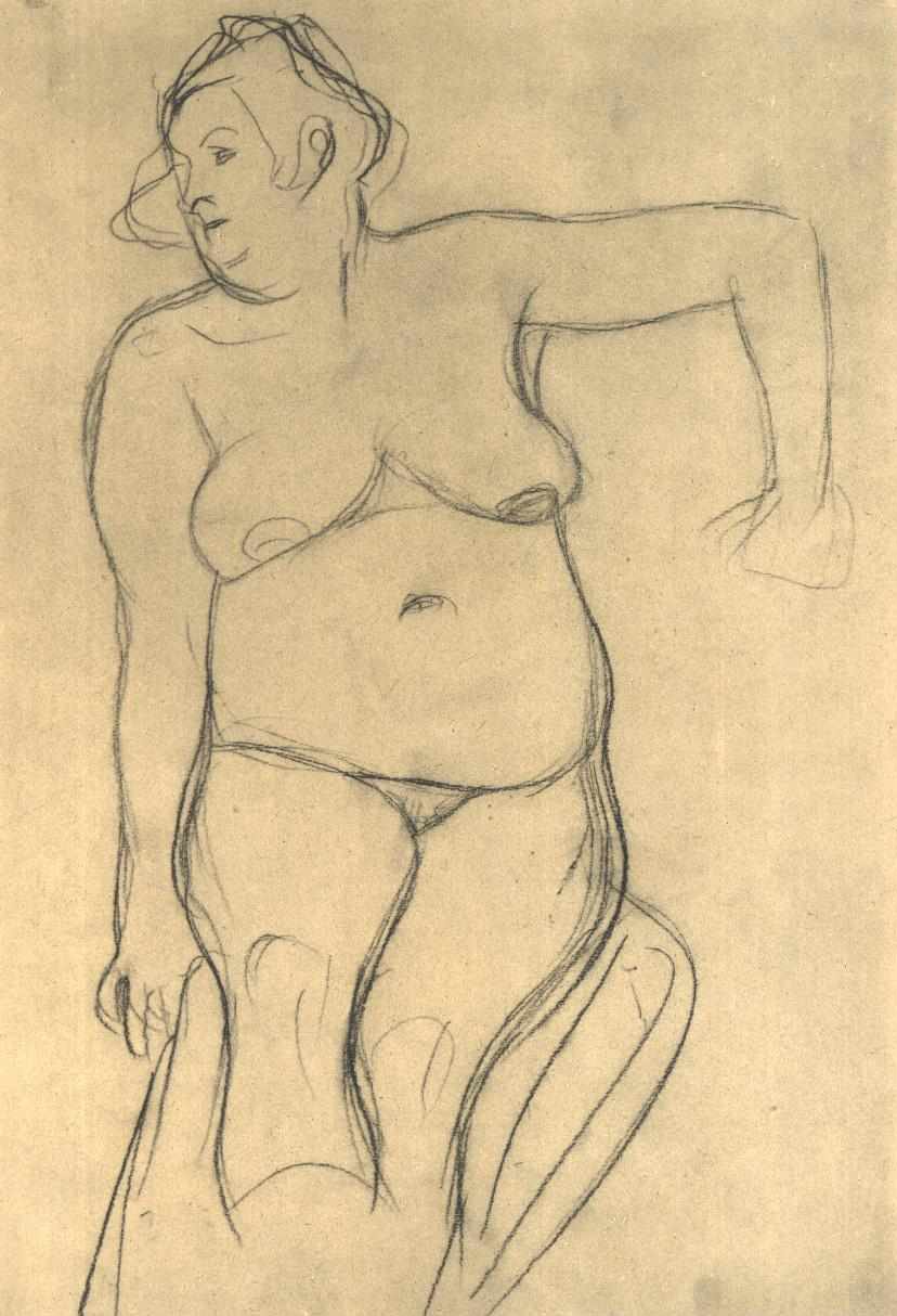 Siedzący akt kobiecy z przodu autorstwa Gustav Klimt