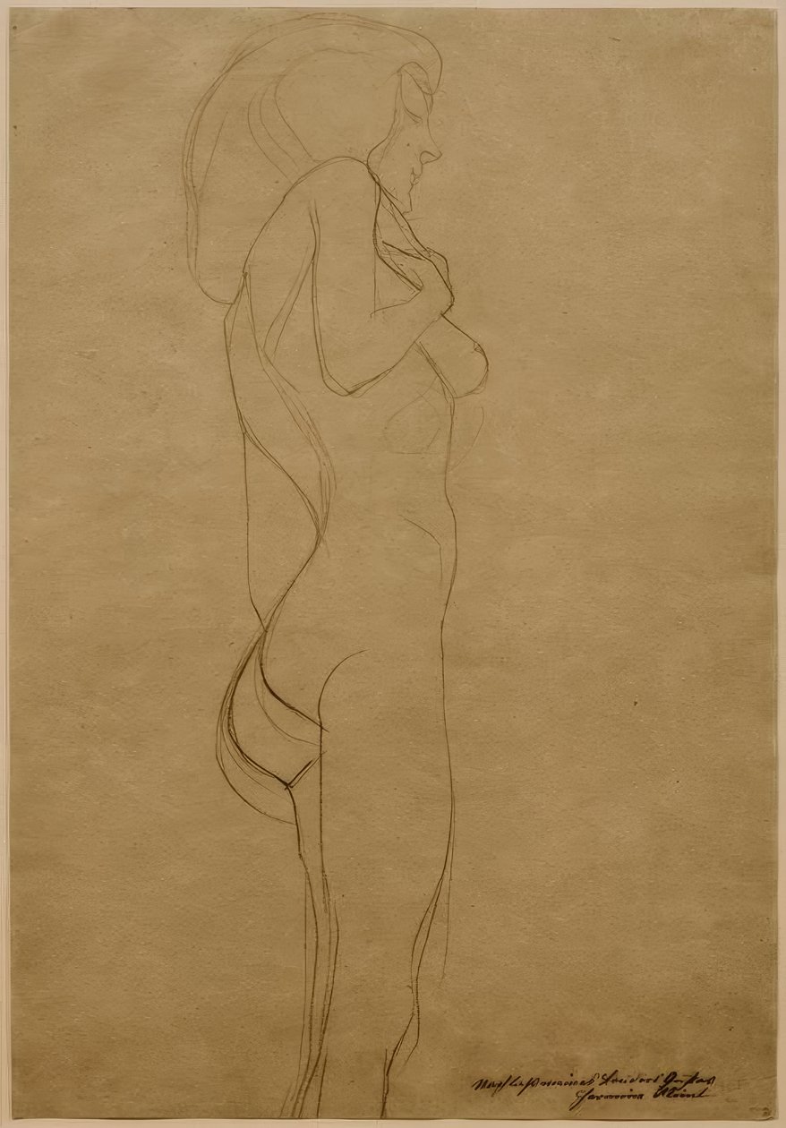 Stojący akt kobiecy po prawej stronie (studium) autorstwa Gustav Klimt