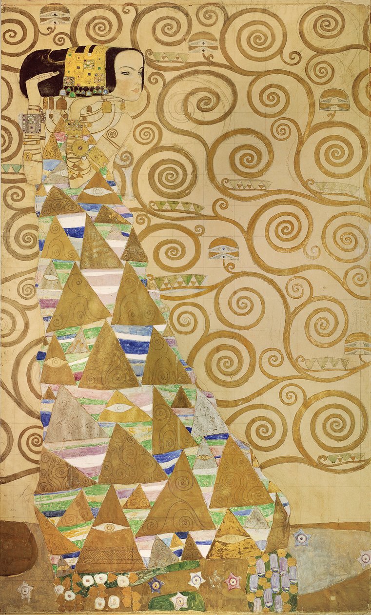 Study for Expectation, c.1905-09 (wc i złoto na papierze) autorstwa Gustav Klimt