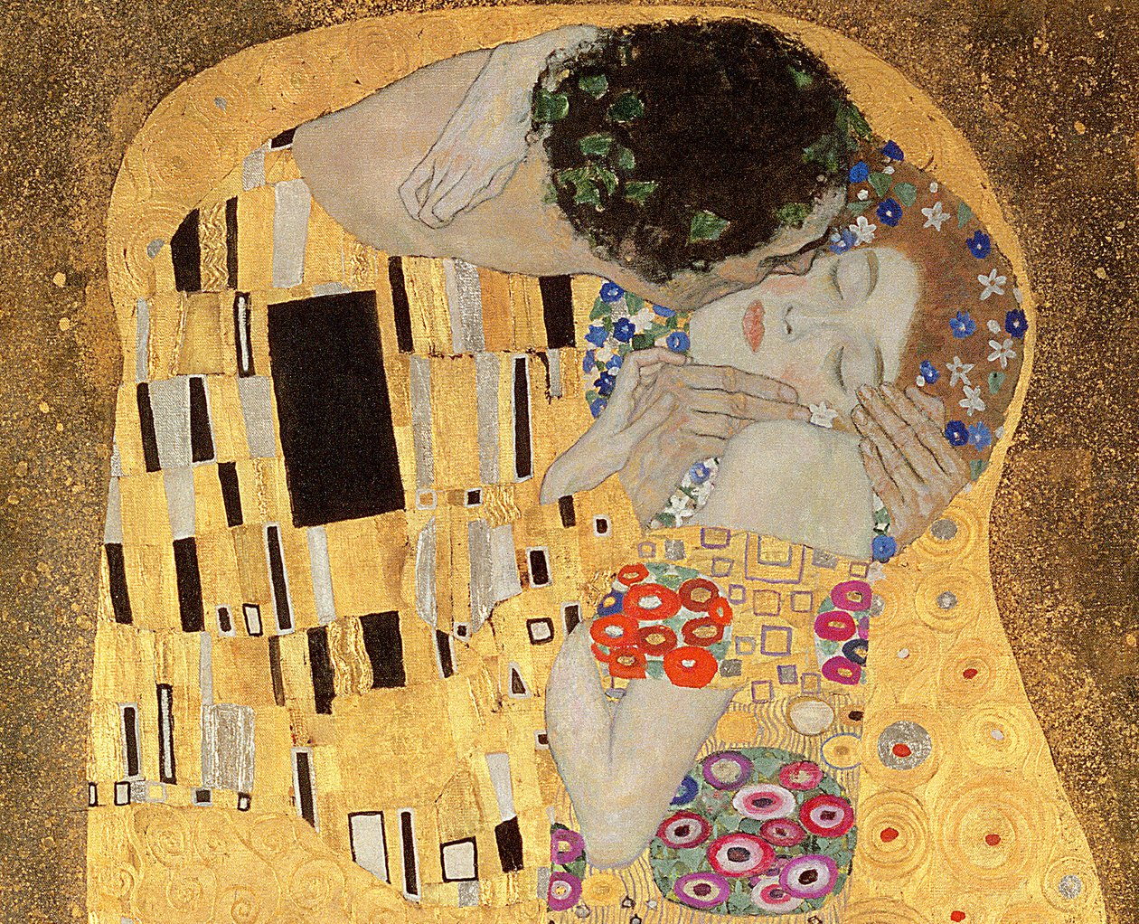Pocałunek, 1907-08 olej na płótnie, detal z 601 autorstwa Gustav Klimt