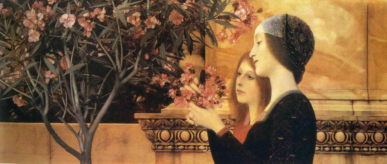 Dwie dziewczyny z oleandrem autorstwa Gustav Klimt