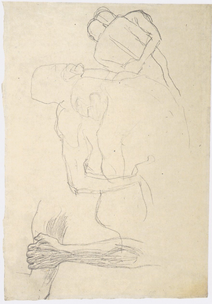 Dwie pary zapaśników, szczegółowe studium autorstwa Gustav Klimt