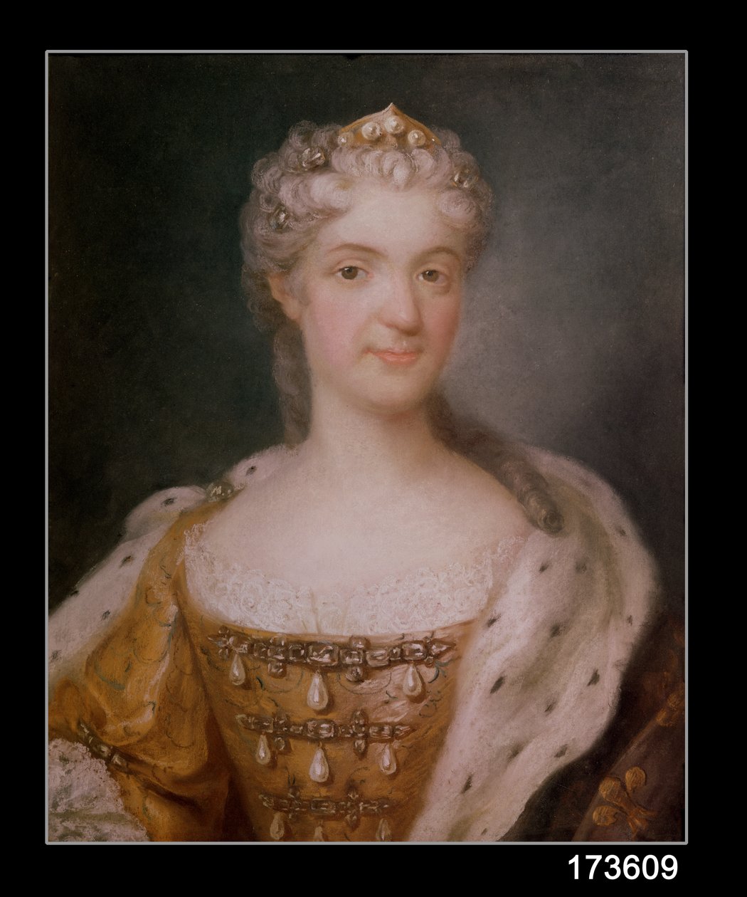 Portret Marii Łęczyńskiej (1703-68) królowej Francji (pastel na papierze) (zob. 173610 dla pary) autorstwa Gustaf Lundberg
