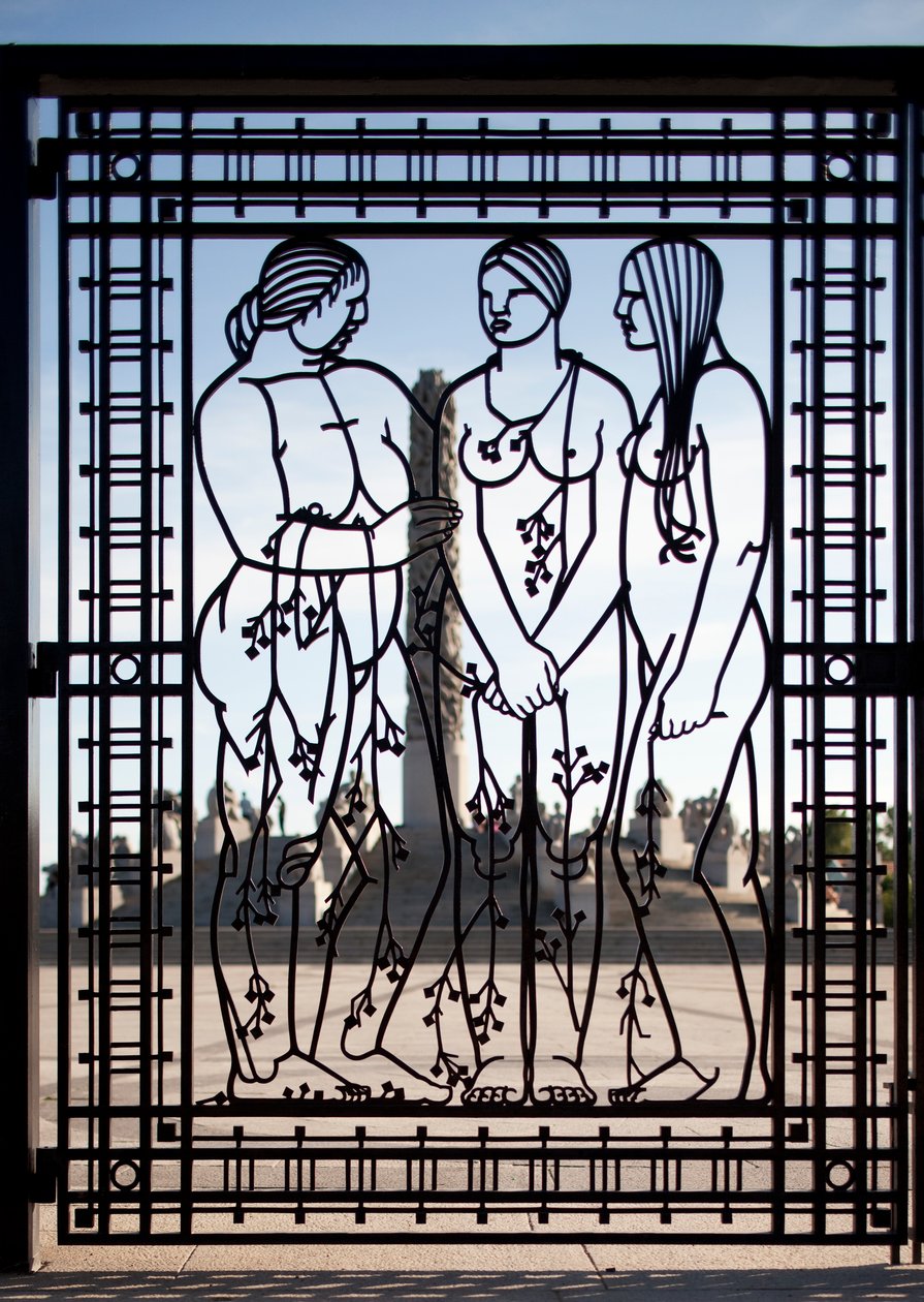 Brama wjazdowa do Parku Rzeźby, trzy kobiety (żelazo) (patrz także 346459) autorstwa Gustav Vigeland
