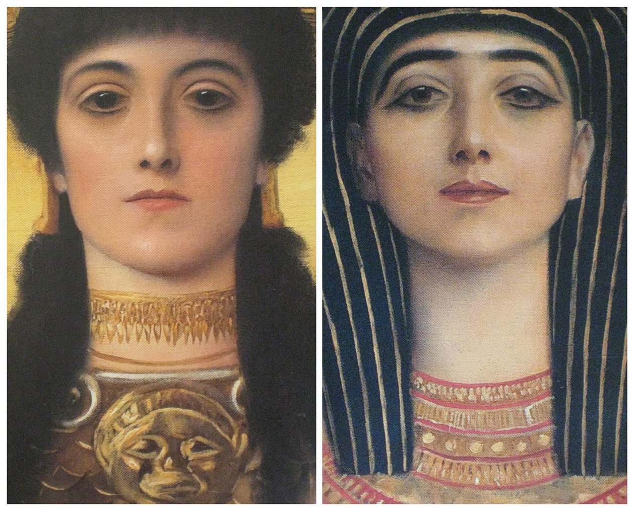 Starożytna Grecja i Starożytny Egipt, szefowie szczegółów Ateny i Izydy autorstwa Gustav Klimt