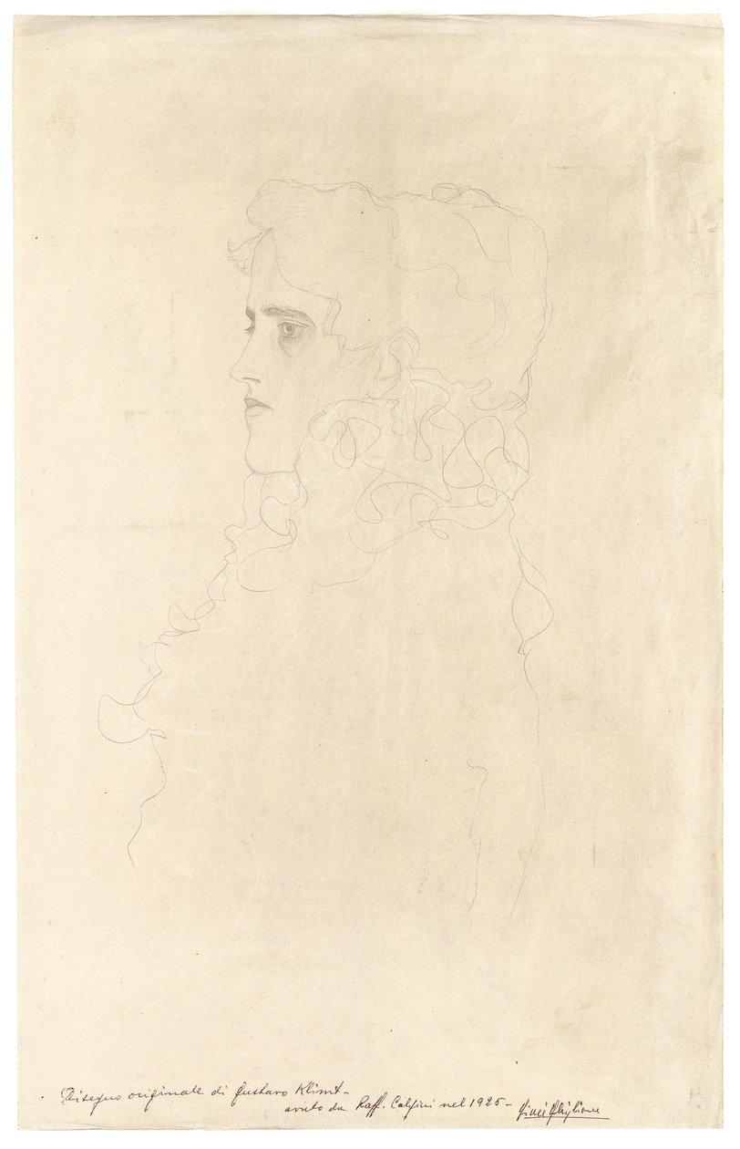 Portret kobiety w profilu z kołnierzykiem z falbanką autorstwa Gustav Klimt