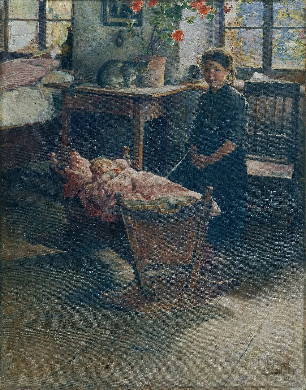przy kołysce autorstwa Gustav Adolf Hessl