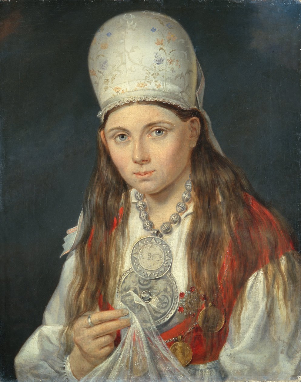 Estońska dziewczyna, 1852 autorstwa Gustav Adolf Hippius