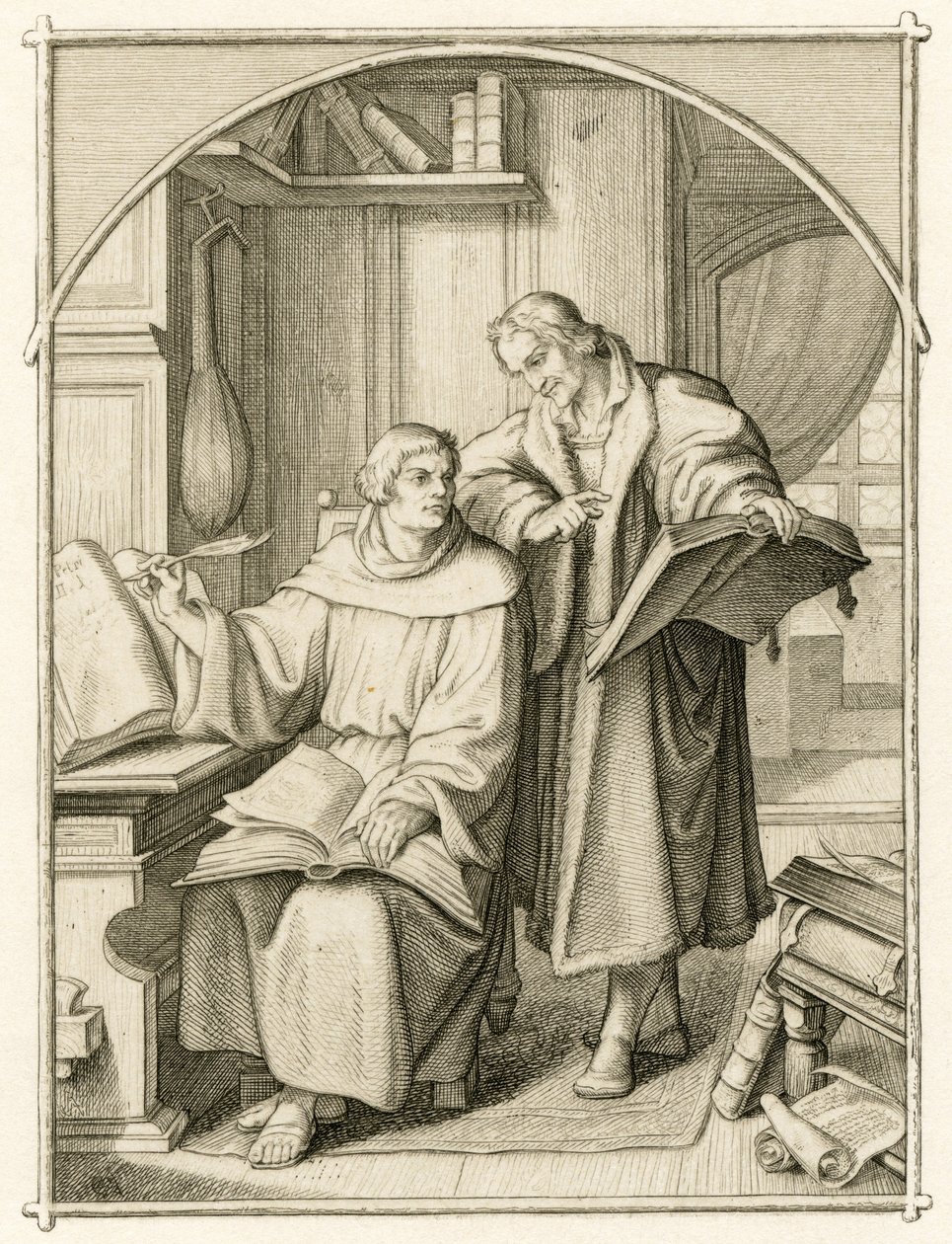 Marcin Luter i Filip Melanchton (Philippe, Philippus Melanchton autorstwa Gustav Ferdinand Leopold Konig