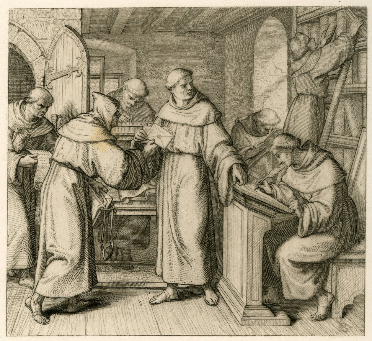 Marcina Lutra jako wikariusza generalnego klasztoru augustianów. Ilustracja z: „Dr Martin Luther the German Reformer” , zilustrowana przez Gustava Koeniga, opublikowana przez Rudolfa Bessera, Gotha autorstwa Gustav Ferdinand Leopold Konig