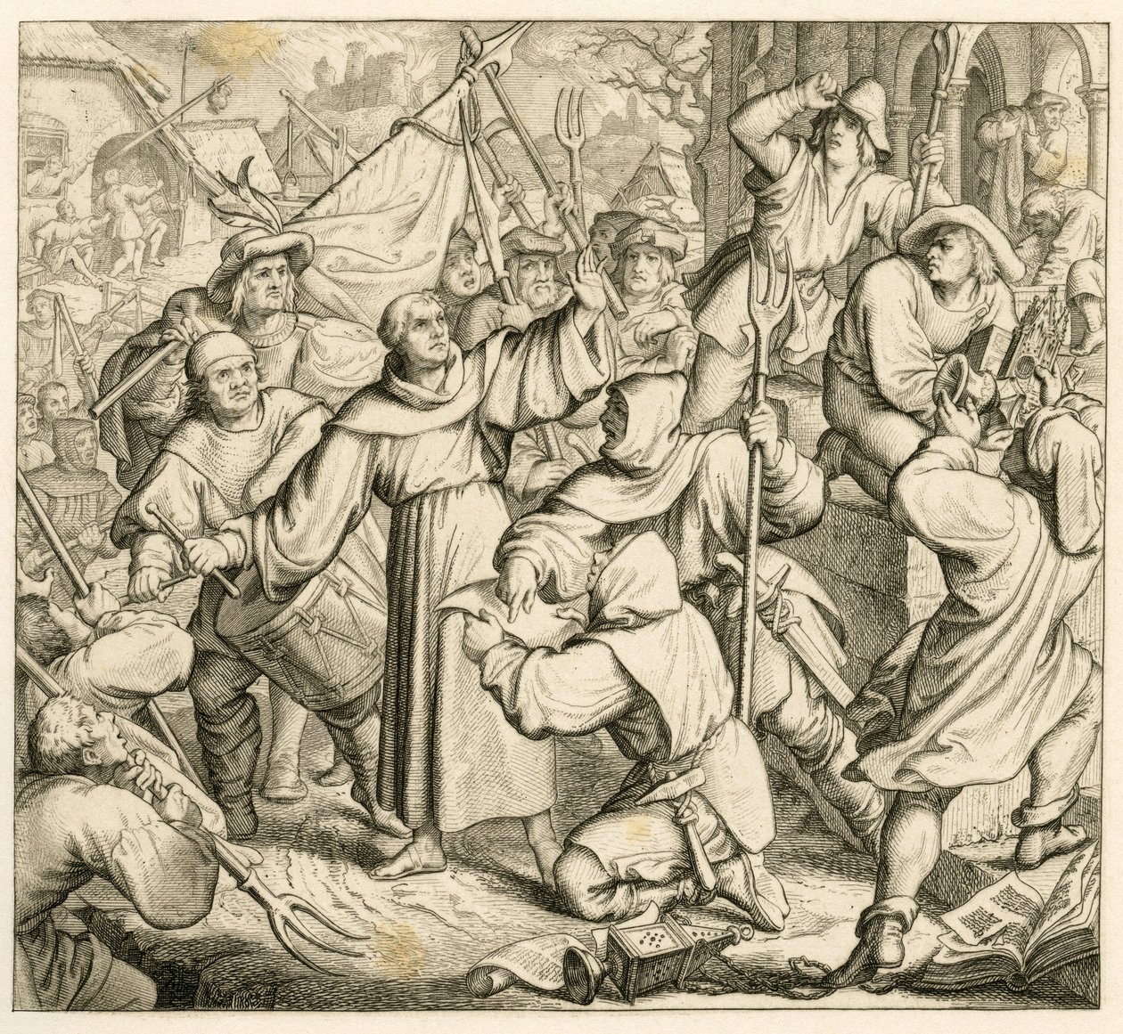 Marcin Luter przemawia w Seeburgu przeciwko wojnie chłopskiej autorstwa Gustav Ferdinand Leopold Konig