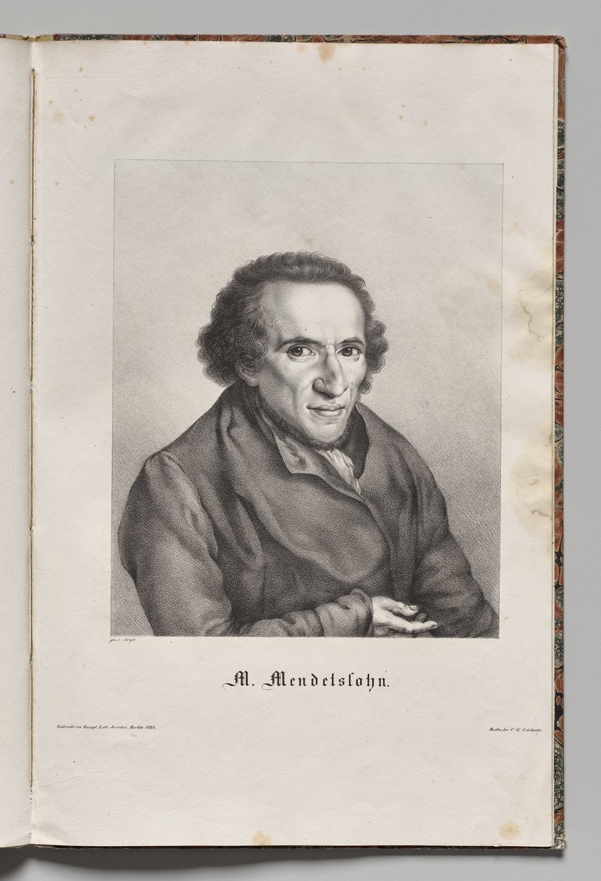 Znani niemieccy autorzy: Portret Mojżesza Mendelssohna autorstwa Gustav Karl Friedrich Luderitz