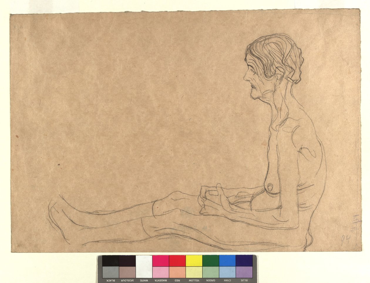 Aktstudie einer sitzenden alten Frau autorstwa Gustav Klimt