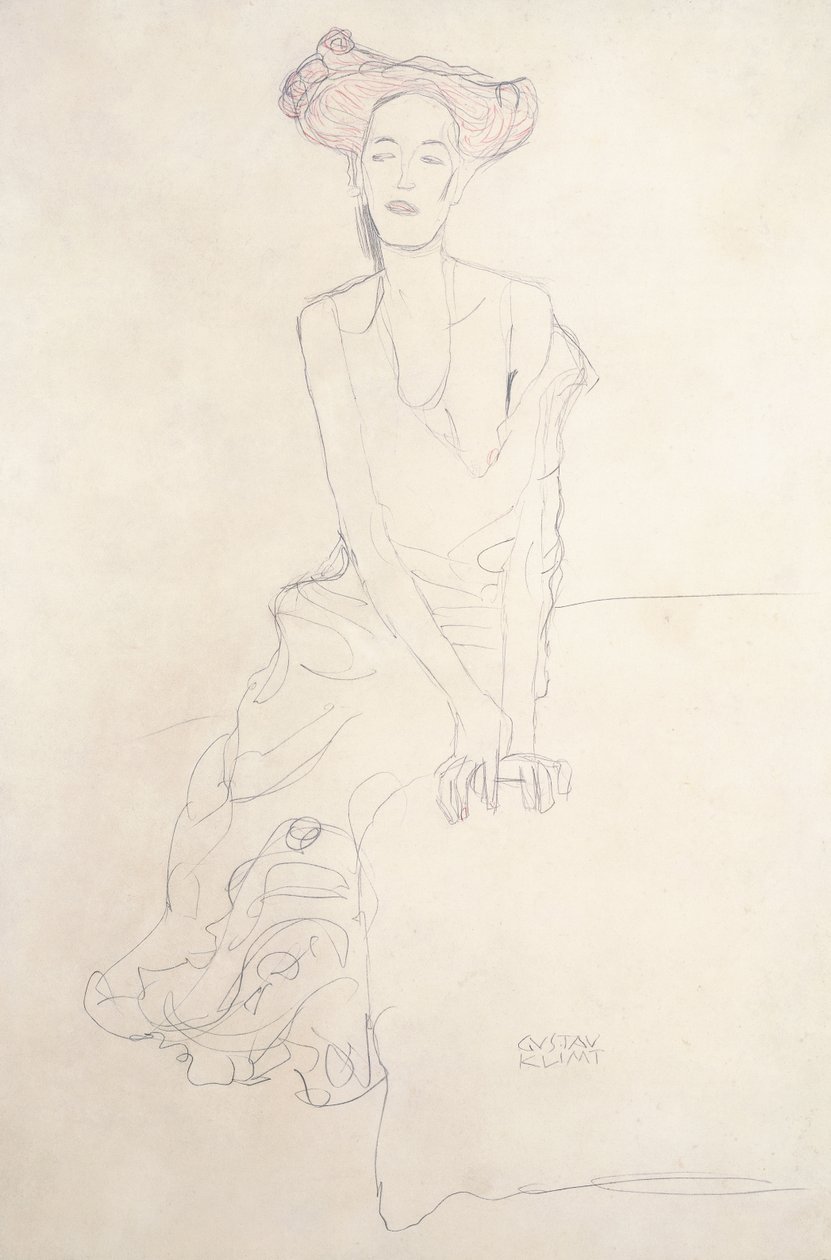 Aug Ruhubeit Młoda Kobieta, podtrzymująca się na rękach, 1908 autorstwa Gustav Klimt