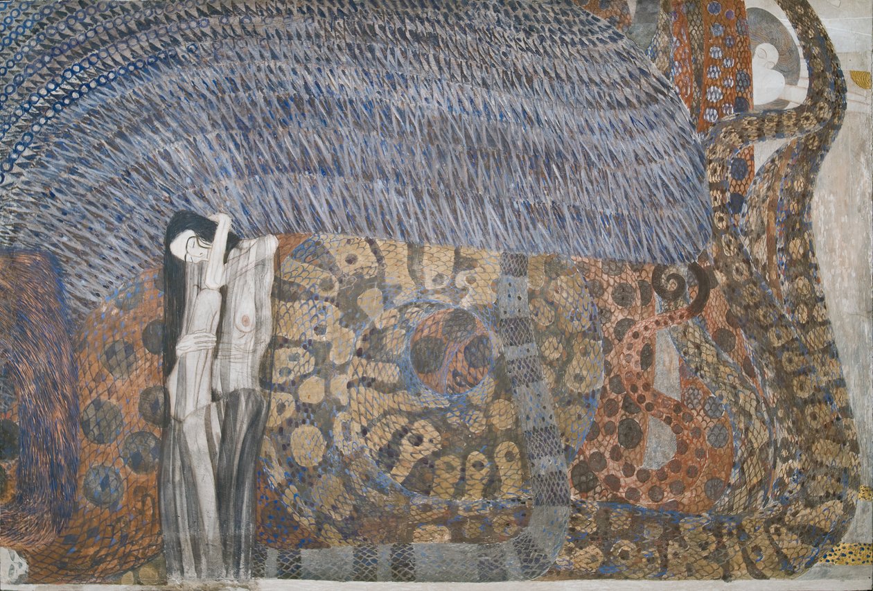 Beethoven Frieze: Wrogie siły - panel 2, ściana przednia autorstwa Gustav Klimt