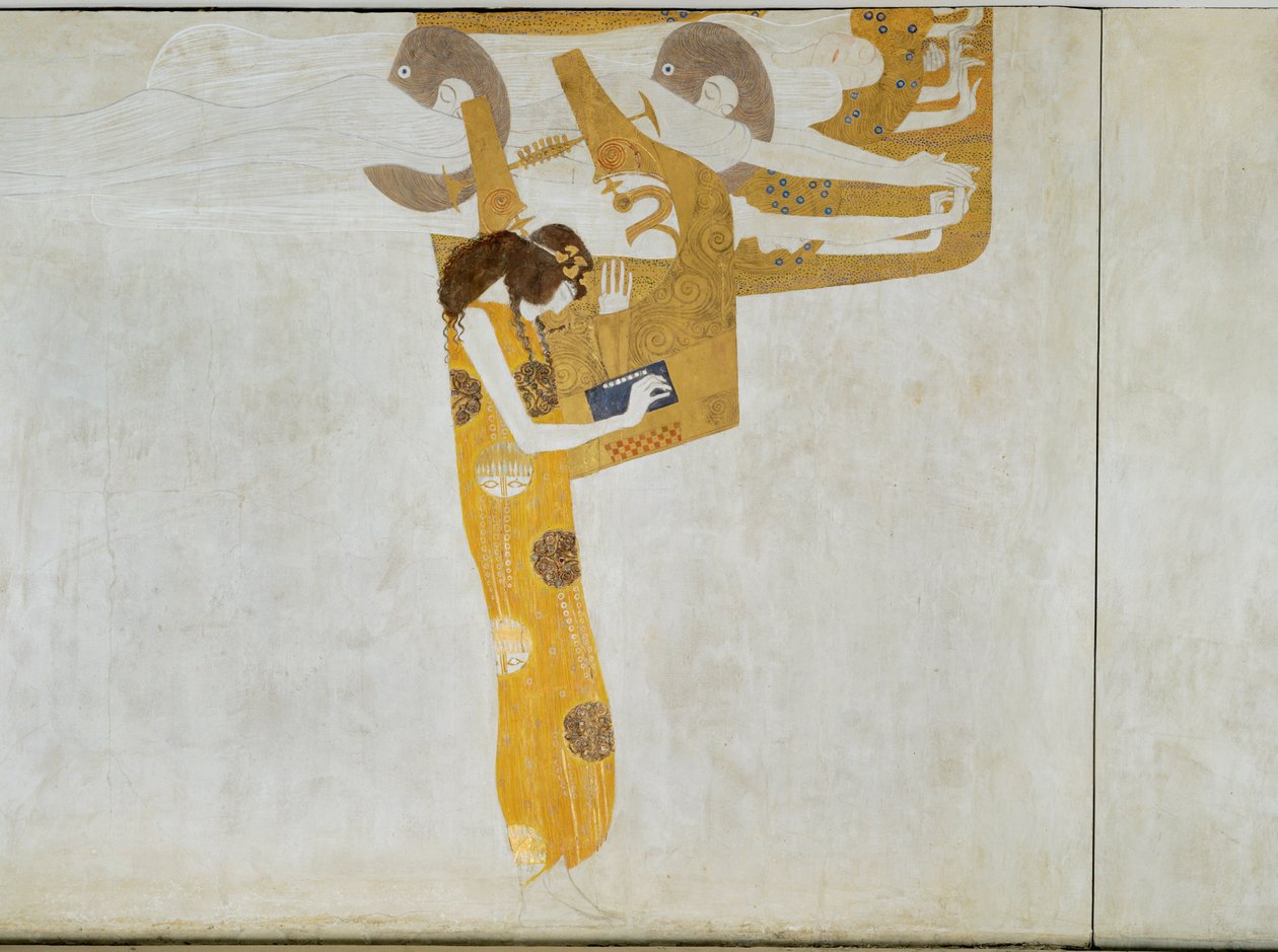 Fryz Beethovena, alegoria "Poezji" 1902 (kazeina na stiuku) autorstwa Gustav Klimt