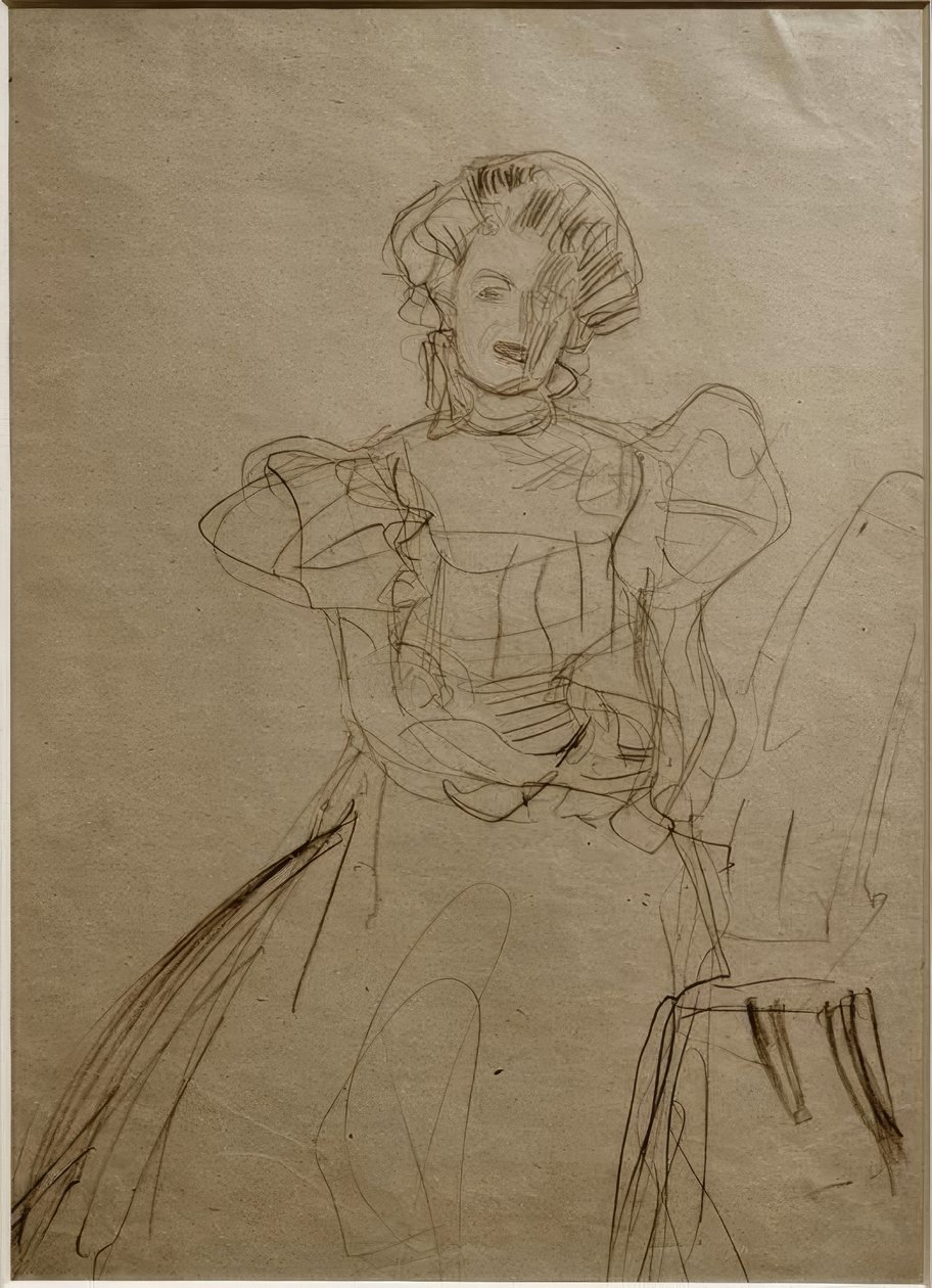 Portret Sonji Knips - Siedząca na krześle z przodu autorstwa Gustav Klimt