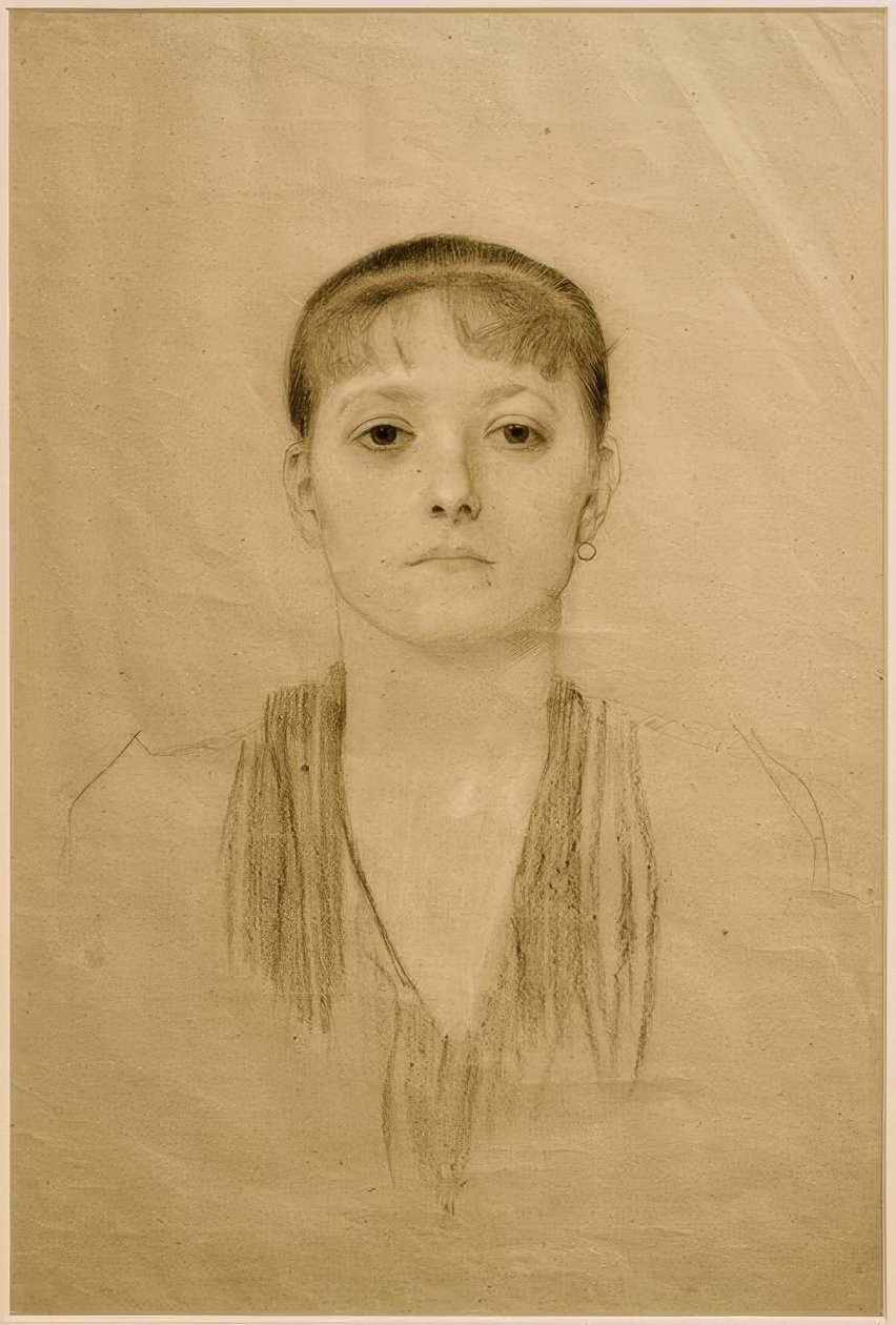 Portret dziewczynki w połowie długości z przodu autorstwa Gustav Klimt