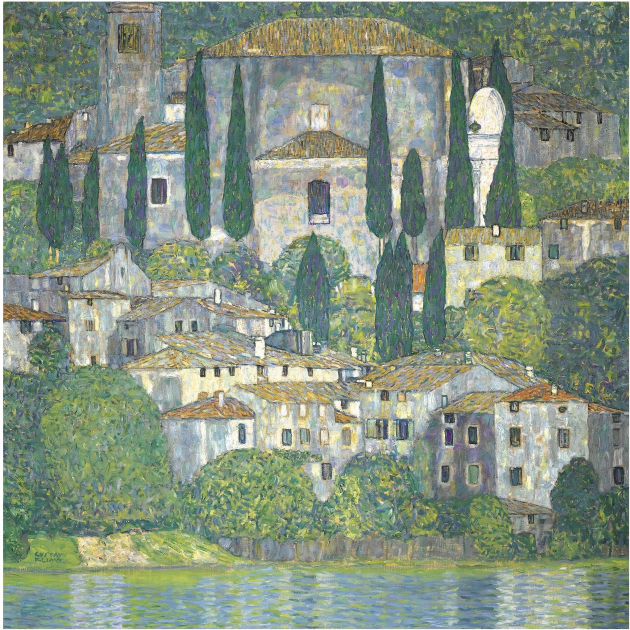 Kościół w krajobrazie Cassone z cyprysami, 1913 autorstwa Gustav Klimt